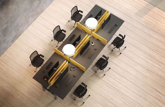 Höhenverstellbarer Schreibtisch CREW Palmberg Dynamik Effizienz Büroausstattung ergonomisch einfach verstellbar 2in1 Trennwand