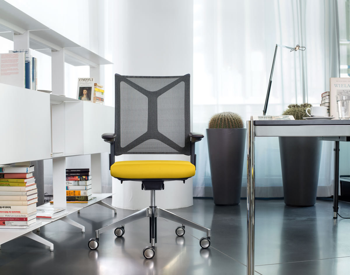 Girsberger Camiro Bürostuhl gelb schwarz Netzrücken ergonomischer Arbeitsplatz Home office