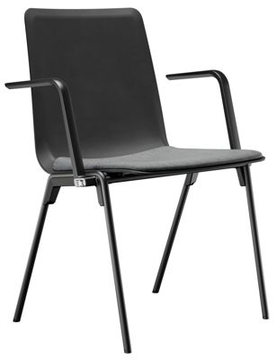 Brunner Hero Stuhl mit Armlehnen Seminarstuhl Stühle für das Wartezimmer Wartebereich Praxis schwarz