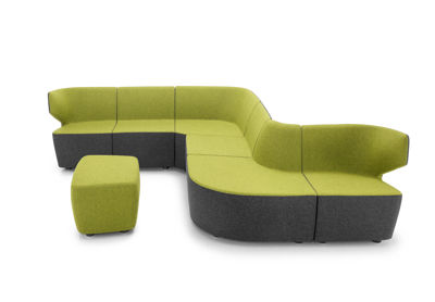 Girsberger Pablo Lounge Ruhezone Wartebereich modern Polstermöbel  Zweisitzer Sessel Hocker grün schwarz Firma Hotel 