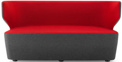 Girsberger Pablo Lounge Ruhezone Wartebereich modern Polstermöbel  Zweisitzer Sessel Hocker rot schwarz Firma Hotel schwarz rot