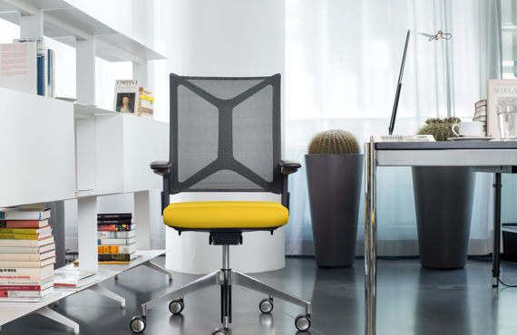 Girsberger Camiro Bürostuhl gelb schwarz Netzrücken ergonomischer Arbeitsplatz Home office
