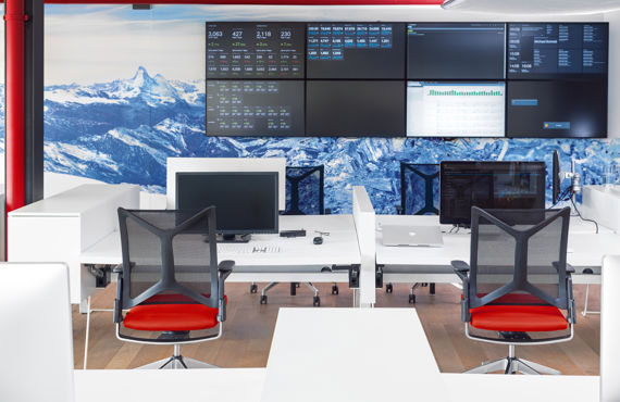 Giesberger Camiro Bürostuhl rot schwarz Netzrücken ergonomischer Arbeitsplatz 