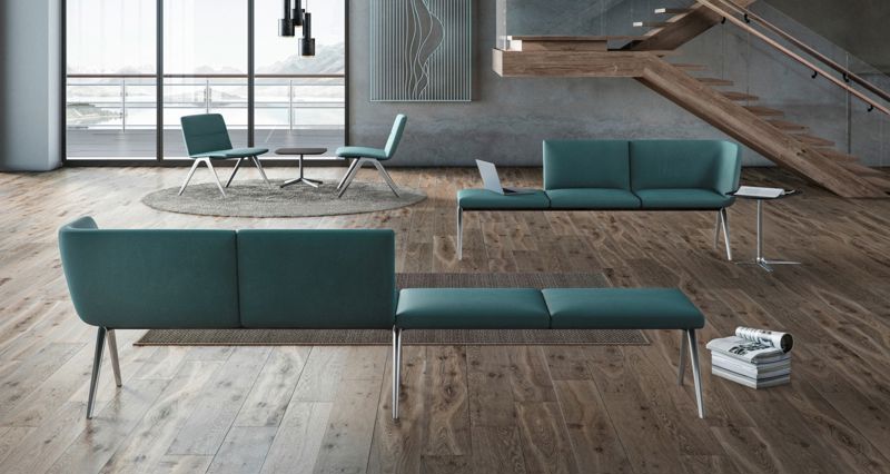 A- Bench Lounge Wartezimmer Wartebereich Türkis Möbel Praxis Kanzlei Firma Leder