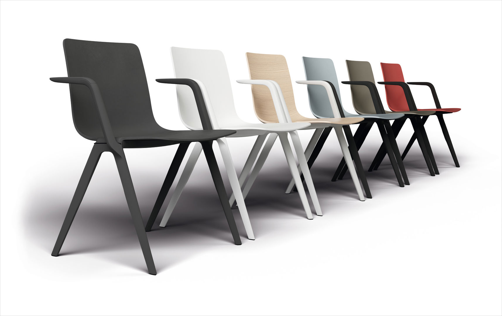 Brunner A- Chair Stuhl farbig schwarz rot weiß türkis eiche Wartezimmer Wartebereich Praxis