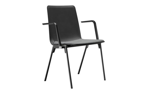 Brunner Hero Stuhl mit Armlehnen Seminarstuhl Stühle für das Wartezimmer Wartebereich Praxis schwarz