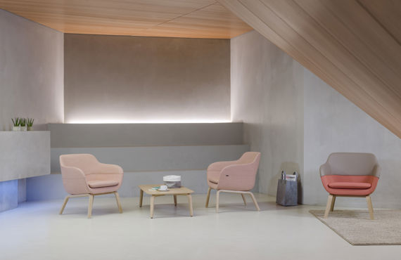 Brunner Crona Lounge Sessel Empfangsbereich Wartebereich Hotel Praxis rosa